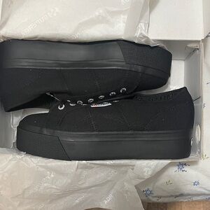 Superga Black Platform Sneakers